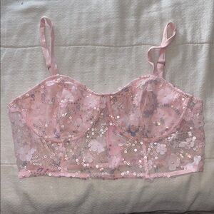 #26 Pink Sheer Floral SET  with Feathers